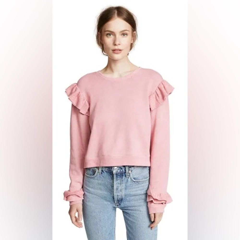 LoveShackFancy Pink Ruffle Sleeve Women's Top